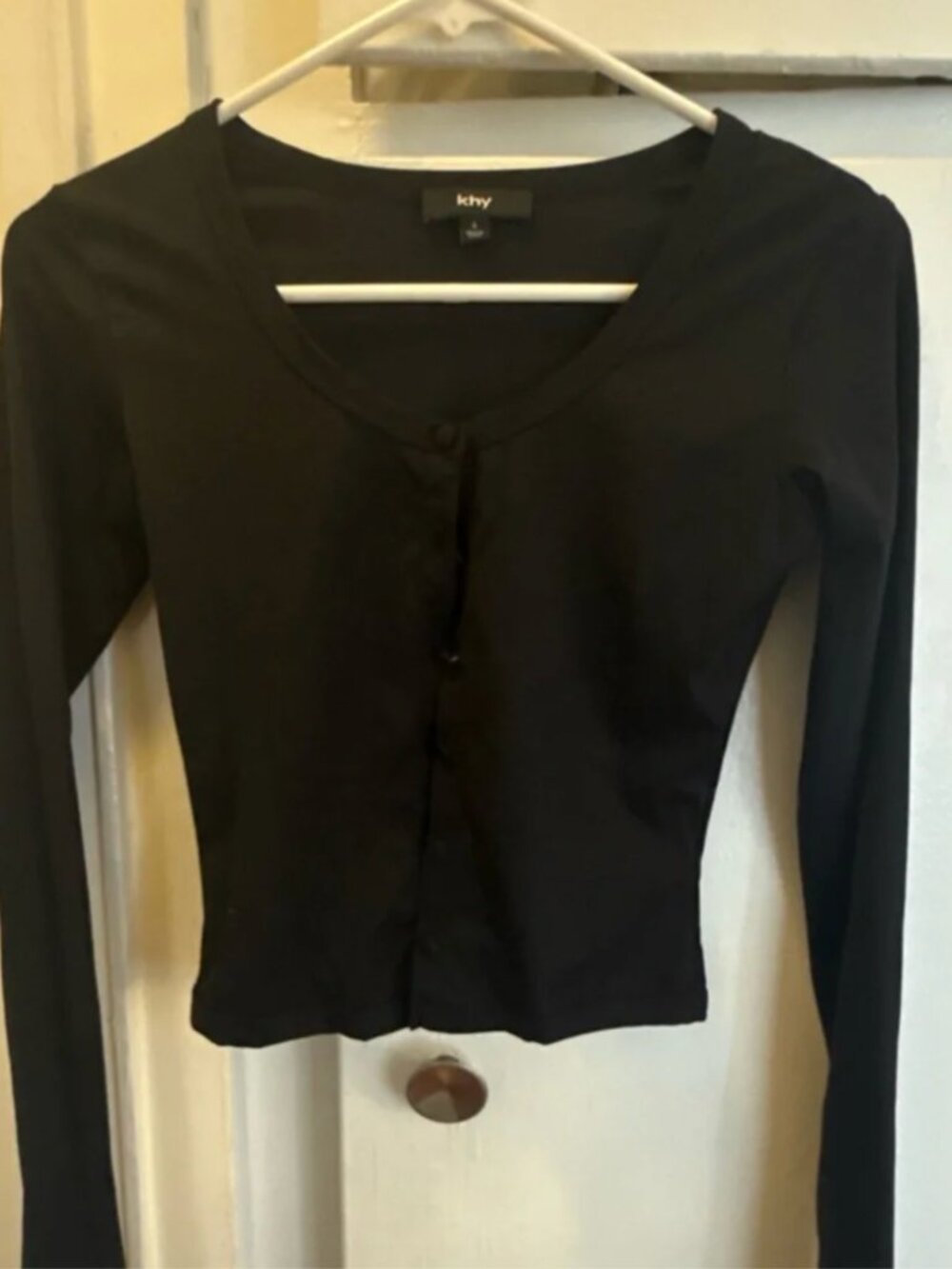 KHY Long Sleeve Button Front Top – Black (L)